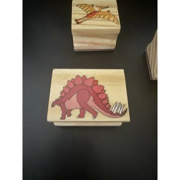 Lot Of Wooden Rubber Ink Stamp Set Dinosaur Scrapbook Arts And Crafts Kids 226 - Picture 3 of 13